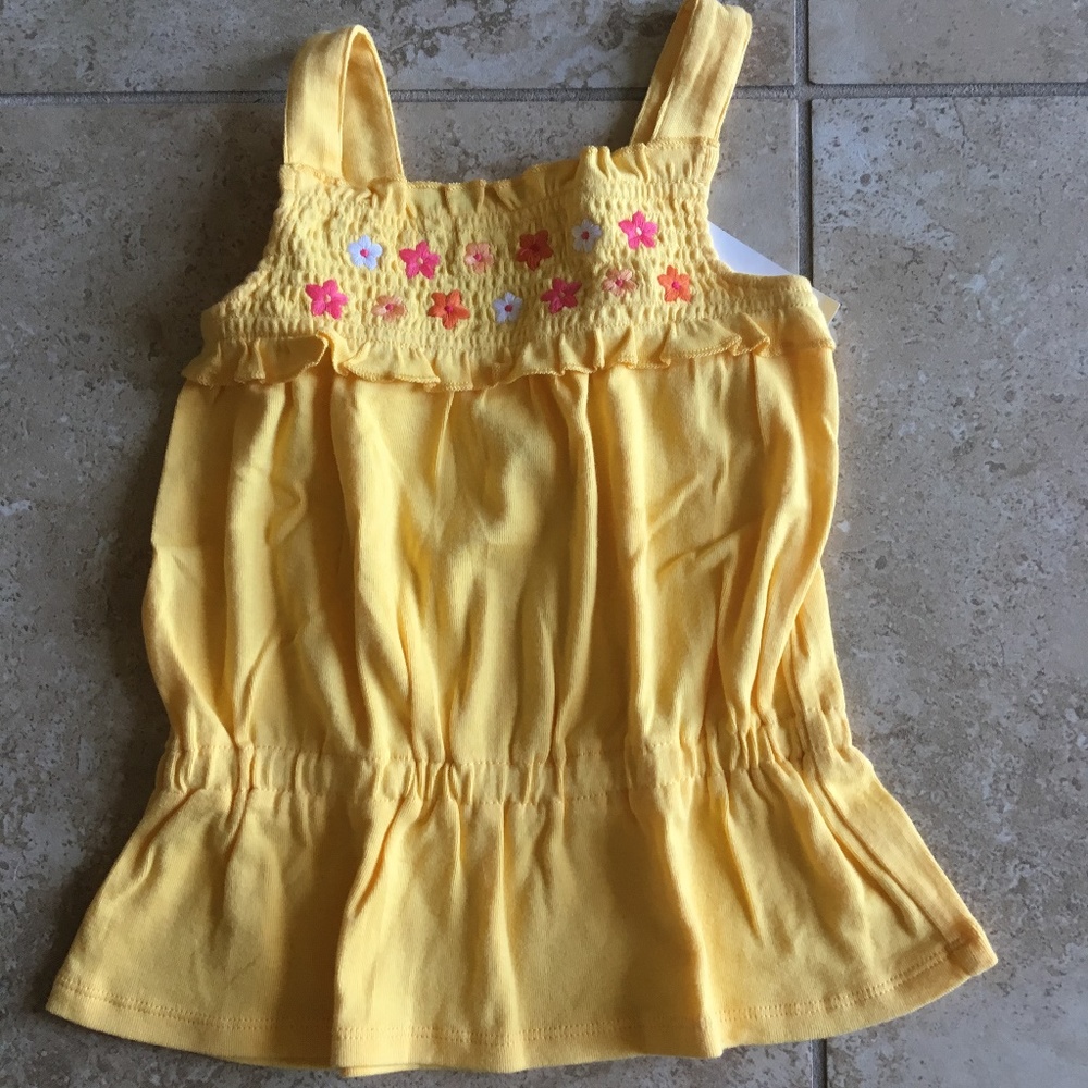 "ALOHA SUNSHINE"  Flower Gem Smocked Tank Top